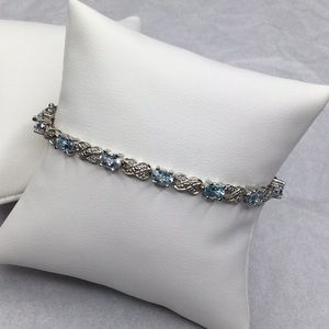 CZ Imitation Blue Topaz Infinity Bracelet